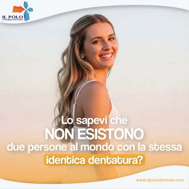 I tuoi denti sono unici come le tue impronte digitali! 🤯
Lo sapevi che non esistono due persone al mondo con la stessa identica dentatura? 
Proprio come le impronte digitali, i tuoi denti sono unici e irripetibili! Questa incredibile caratteristica viene utilizzata persino in ambito forense per identificare le persone.

Pensa a quanto sono speciali! Prenditi cura del tuo sorriso, è un tesoro unico al mondo. 💎

Una corretta igiene orale, controlli regolari dal dentista e uno stile di vita sano sono fondamentali per mantenere i tuoi denti forti e sani per tutta la vita.

www.ilpolodentale.com
#dentiunici #improntedigitali #sorrisospeciale #saluteorale #curadeidenti #dentista #curiosità #igieneorale #sorriso #dentisani